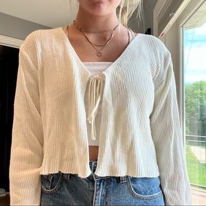 Boohoo Cream Tie Cardigan